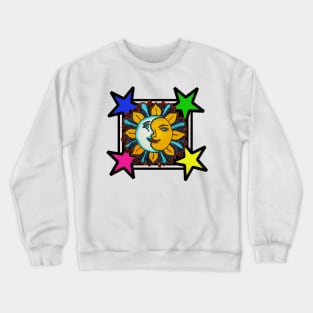 Sun and Moon together with stars Crewneck Sweatshirt